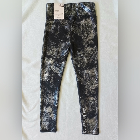 SOLD❣️ NWT Girls SO® Cozy Lined Leggings Size 7 In Black Foil - Picture 3 of 5